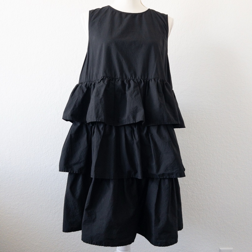 Who What Wear Black Sleeveless Tiered Ruffle Midi Dress Women’s Size Medium